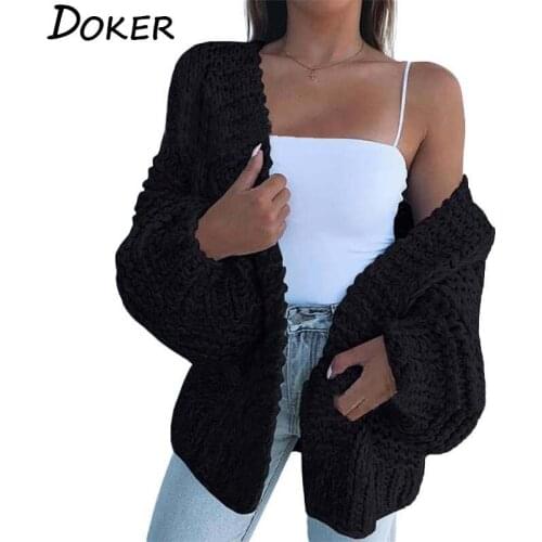 Autumn Winter Knitted Cardigan Women Long Sleeve Loose Casual Plus Size Ladies Warm Pull Sweaters Vintage Cardigans Coat Female