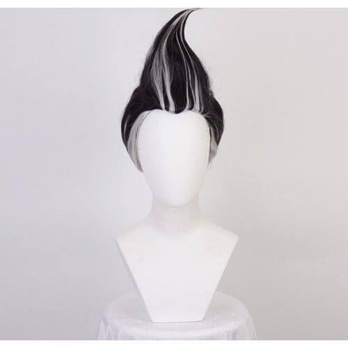 Danganronpa Dangan Ronpa Tanaka Gandamu Cosplay Wig Short White And Black Heat Resistant Synthetic Hair Wig + Wig Cap