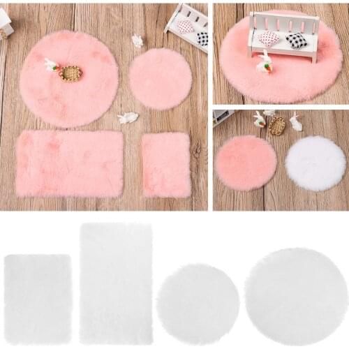 1/12 Scale Nordic Style Dollhouse Plush Carpet Miniature Hairy Rug Mini Floor Mat Playing House Photo Props Doll Accessories