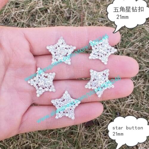 21mm star crystal button with shank for sweater and coat ornaments fancy star decorative button fashion garment dress accessory