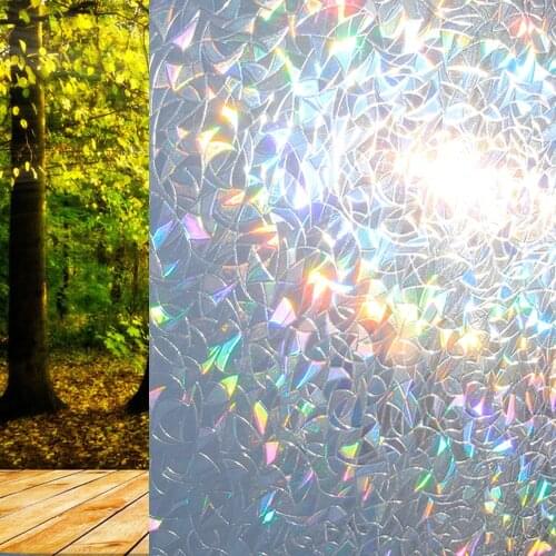 Rainbow Window Film Stained Window Decals Glass Vinyl Self Adhesive Film for Home Door Privacy Protective Decorative Sticker