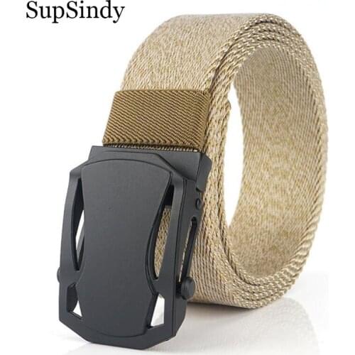 SupSindy Mans Canvas Belt Black Metal buckle Nylon belt Army military tactical belts for Men casual jeans Waistbrand Male strap