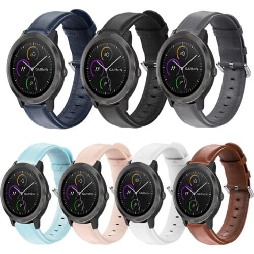 Fashion Calf Leather Band Strap for Garmin Vivoactive 3 trainer music Smart Watch Repleacement 20mm Wrist bands for Venu SQ