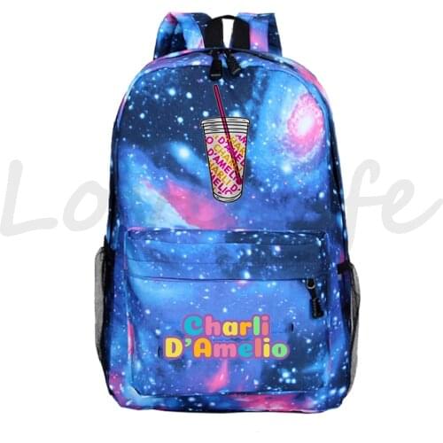 Teenager Boys Girls Charli Damelio Backpack School Bags Charli D'amelio Women Pink Laptop Bagpack Casual Travel Rucksack Mochila