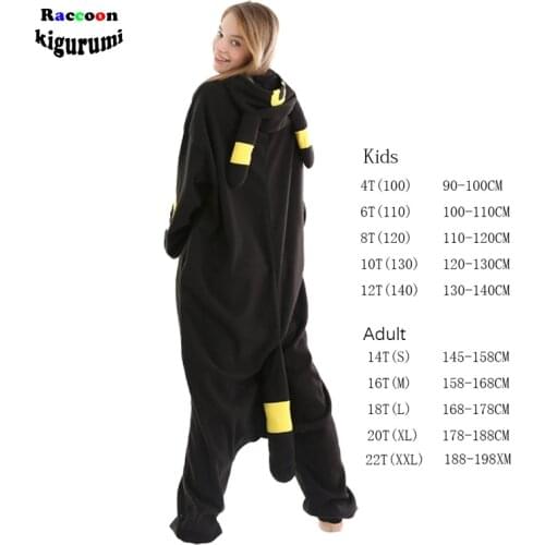 Family Clothes Elves Cartoon Anime One-Piece Kids Onesie Fleece Jumpsuit Pajamas Women Girls Cosplay Clothes Raccoon Kigurumi