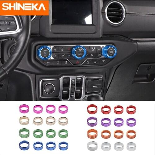SHINEKA Car Headlight Air Conditioning Switch Knob Button Decoration Interior Accessories for Jeep Wrangler JL 2018+ Car Styling