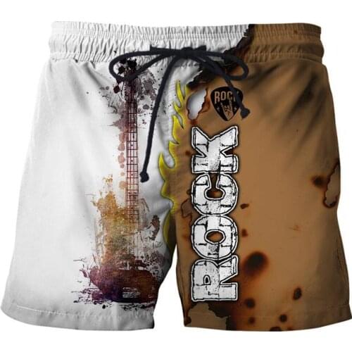 3D Print Mens Shorts Summer Beach Shorts Love Saxophone Rock Music Painting Art Pants Culture Casual Fashion Streetwear