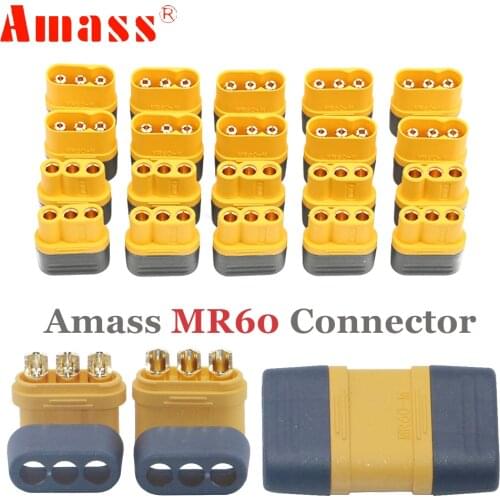 MR60,Amass MR60 Plug w/Protector Cover 3.5mm 3-core Connector T plug Interface Connector Sheathed for RC Model
