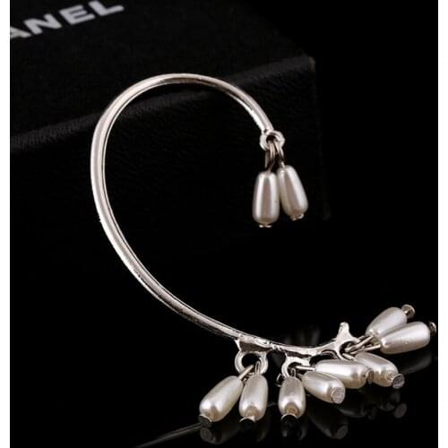 ZLDYOU Bridal Wedding Gift Imitation Pearl Ear Cuff Women Jewelry Pears Water Drop No Pierced Gold Silver Plated Clip Earrings