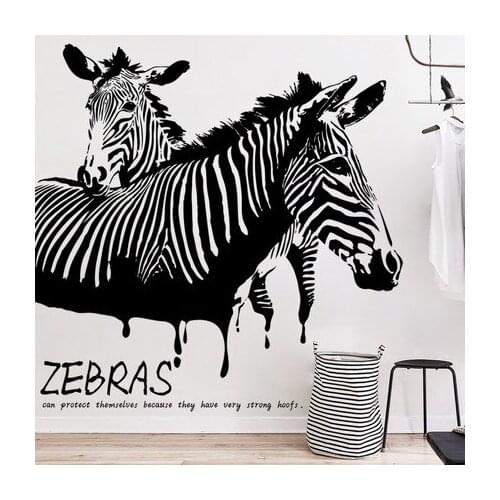 Creative Black Zebras Modern Wall Sticker Diy Animal Living Room Bedroom Club Decoration Artistic Poster