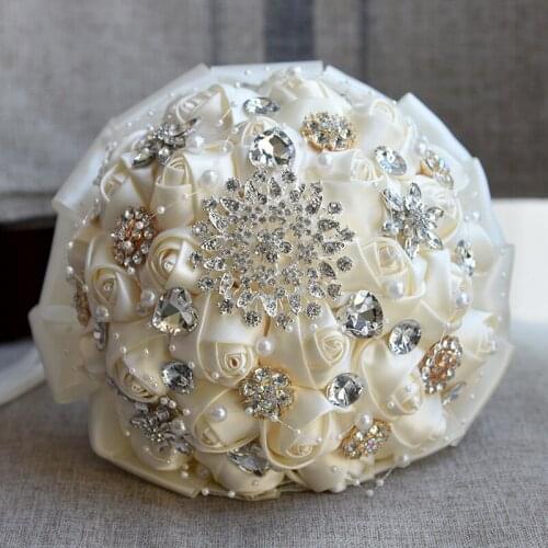 Gorgeous Mariage Wedding Flowers Bridal Bouquets Artificial Wedding Bouquet Crystal Sparkle With Pearls 2019 buque de noiva PH13
