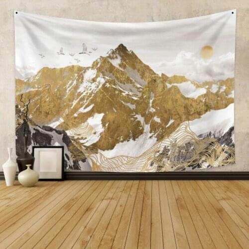 Champagne Snow Mountain Tapestry Vintage Exotic Summer Plant Nature Frame for Bedroom Photography Wall Decor