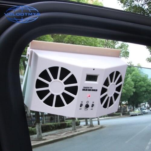 Volodymyr Solar Power Vehicle Ventilator Double Air Outlet Car Ventilating Fan Solar Power Vehicle Cooler Solar Fans Car Cooler