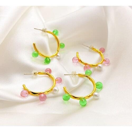Japanese and Korean small fresh copper plating dot transparent pearl fashion earrings women