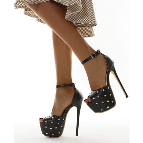 Version Of The New Ultra High Heel Shoes Fashion Waterproof Platform 2021 Ladies Trend Summer Sexy Rivets Thin Stiletto
