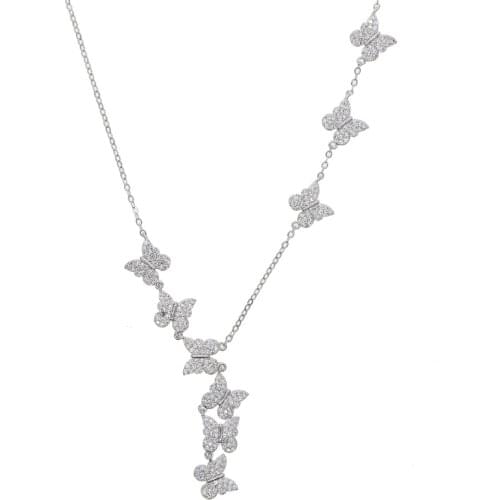 Multi cz butterfly charm necklace for women cute beautiful animal design minimal delicate sexy Y choker necklaces for wedding