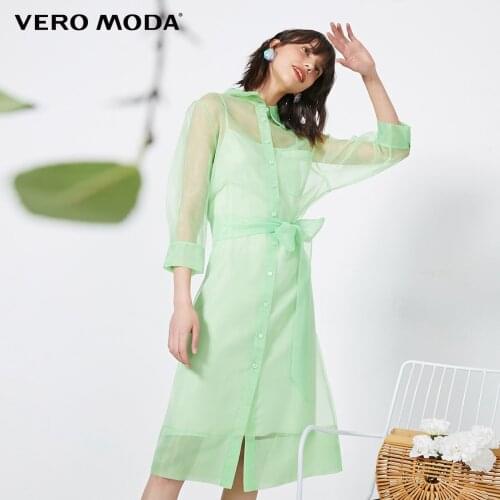 Vero Moda Women Vintage Perspective Mesh Two-pieces 3/4 Sleeves Shirt Dress | 32027C552