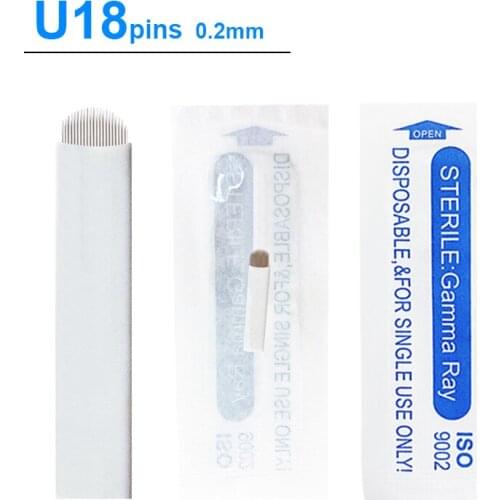 0.2mm 500 Pcs 18 Pin Needle U Shape Eyebrow Tattoo Superior Microblading Blades For Permanent Makeup Manual Pen 3D Eyebrow-C0