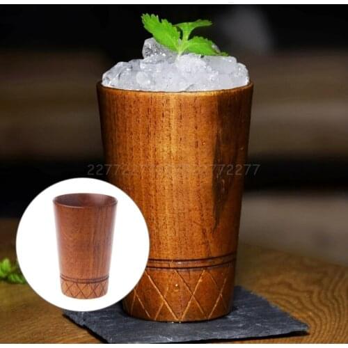 1 PC Wood Cup Vintage Handmade Wooden Tea Drinking Cup Milk Beer Coffee Mug Wood Glass European-Style Solid Wood Beer Steins