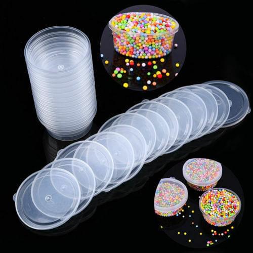 10pcs Round Food Containers Plastic Clear Storage Deli Pots w/ Lids Takeaway Box