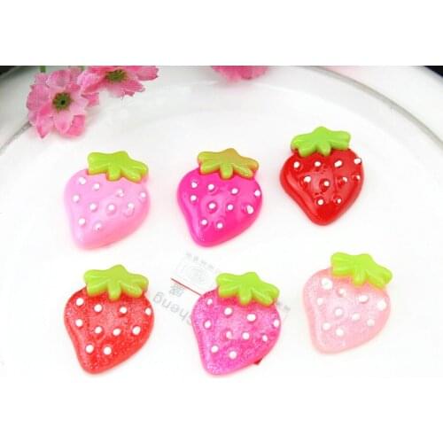 120pcs 3d big 28x20x7mm hand paint mixed color big kawaii Strawberries resin cabochon flatback for scrapbooking jewelry eco deco