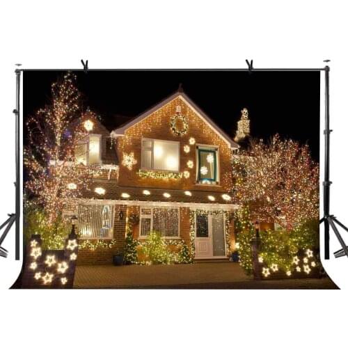 150x210cm Villa Backdrop Brightly Lit Villa Photography Background at Night for Camera Photo Props