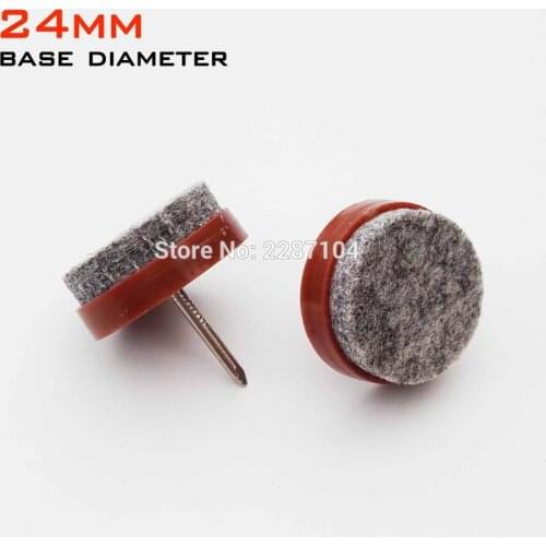 20pcs Brown Round Furniture Chair Table Feet Leg Tile Felt Pad Blanket Floor Protector Anti Slip Glide Skid Nail-On 24mm