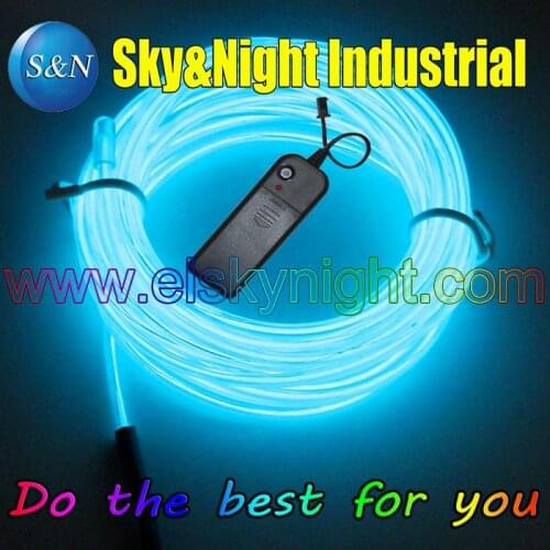 8 Set / Lot) Ice blue Color-5M Flexible Neon Light EL Wire Rope Tube with Controller +Free Shipping