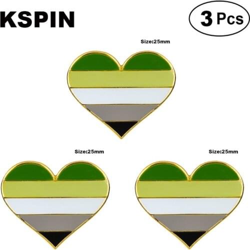 Aromantic Pride Flag Heart Shape Lapel Pin Brooches Pins Flag badge Brooch Badges