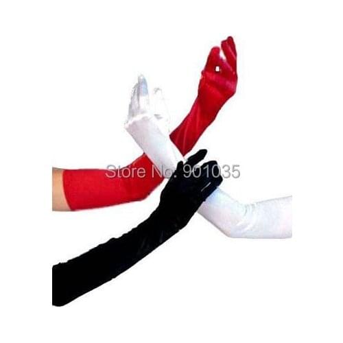 FREE SHIPPING 1Pair Bridal Long Finger Gloves Ladies Satin Fancy Party Dress Prom Evening Wedding 3Colors