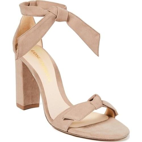 Women Sandals Summer Open Toe Sexy Ankle Straps High Heels Ladies Suede 11cm Thick Heel Pumps Wedding Dress Shoes