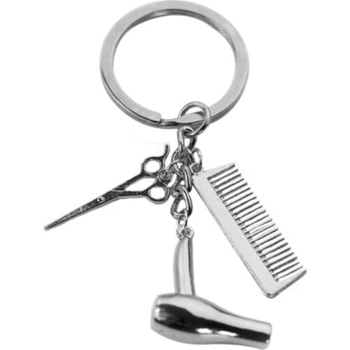 2021 Hair Stylist Must Have Hair Dryer Scissors Comb Decoration Key Ring Hairdresser Gift Key Ring Hair Dryer Letter Key Ring