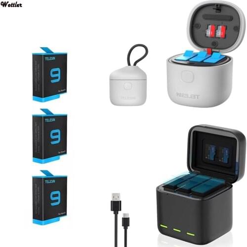 Fast Charger For GoPro Hero 9 Black 1750mAh Li-ion Replaced Batteria 3 Slot Battery Storage Box Charging Case Camera Accessories