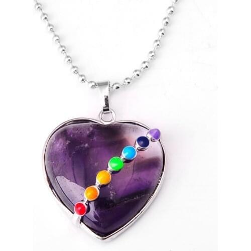 Charms Heart Chakra Of Natural Stone Beaded Pendant Necklace Carnelian Pink Quartz Pendants Necklaces for women Choker Lol