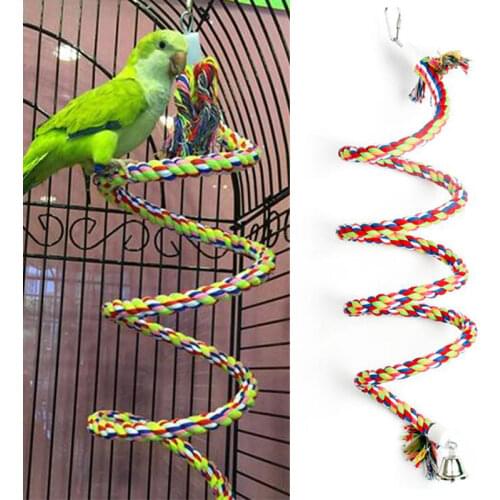 Parrot Hanging Nibble Toy Parrot Colored Budgie Chew Rope Rotating Ladder Bird Cage Pet Stand Training Accessories Swing Supplie