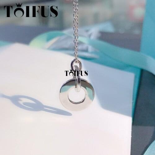 Tif Sterling Silver Personalized Ring Double Buckle Necklace Pendant, A Gift For Girlfriends