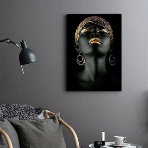 MUTU Canvas Painting Wall Art Pictures Prints Black Woman On Canvas No Frame Home Decor Wall Poster Decoration For Living Room