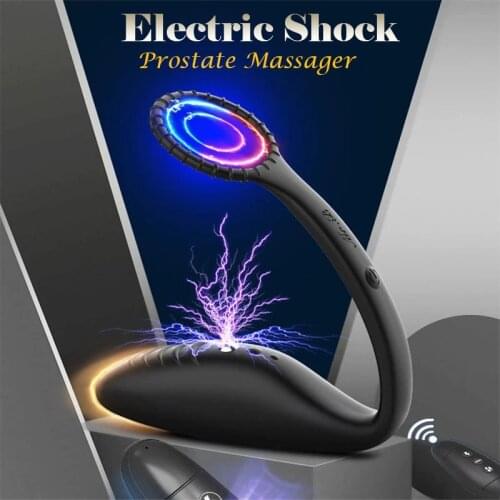 Remote Control Electric Shock Prostate Massager Sex Toys Anal Plug Butt Plug Vibrator With Delay Ejaculation Dick Ring Adult Toy