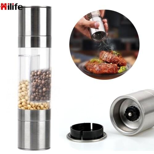 Mill 2 in 1 Manual Stainless Steel Household portable Pepper Grinder Shaker Cooking Tools Kitchen Accessories Salt Cumin Spice
