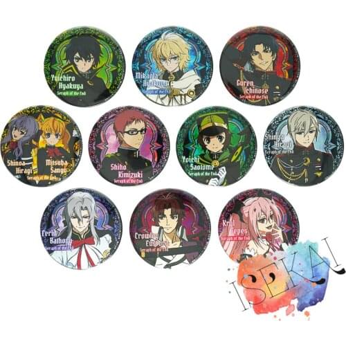 Seraph of the End Anime Badge Owari no Seraph Krul Tepes Ferid Bathory Mikaela Hyakuya Yuichiro Hyakuya Metal Badge Brooch Pins