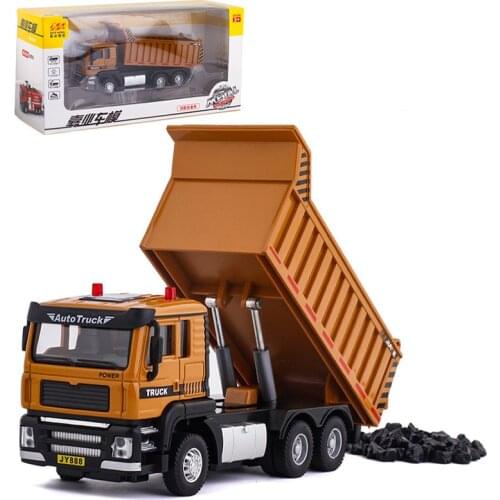 High simulation alloy pull back dump truck model,1:50 dump truck toy,simulated sound and light,free shipping
