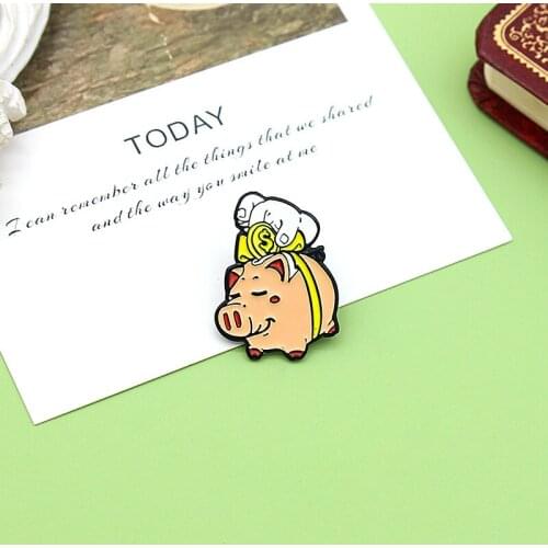 Fashion Cartoon Cute Smiling Chubby Pig Piggy Bank Brooch Creative Chubby Pig Badge That Can’t eat Enough Clothing Accessories