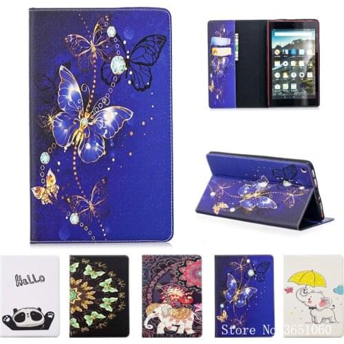 Fashion Butterfly Case For Amazon Kindle Fire HD 8 2017 7th Generation Funda Cover For kindle Fire HD8 2016 6th Protective Shell