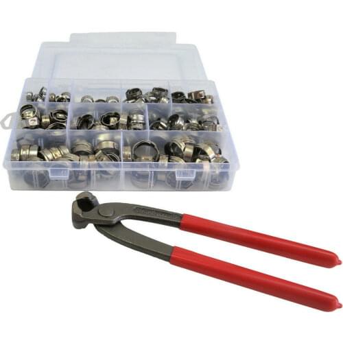 211Pcs 304 Stainless Steel Single Ear Stepless Hose Clamp Classification Crimping Tool Kit Home Inprovement