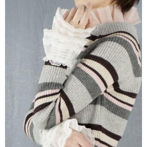 2018 new Fashionable black bows decorate Department Princess wind cuff double-sided fleece sleeves perspective decorated