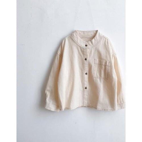 2020 New Girls Boys Shirt Autumn Cotton Linen Fashion Kids Top 3-8 year QV607