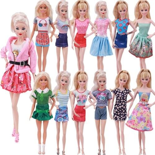 Barbies Clothes Doll Evening Dress T-shirt Shorts For Barbies Dolls Fashion Clothes Party Gown Accessories Girl`s Halloween Gift