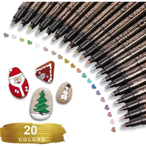 12/20 Color Permanent Acrylic Paint Pens for DIY Photo Album, Art Rock Painting, Card Making, Metal and Ceramics, Glass