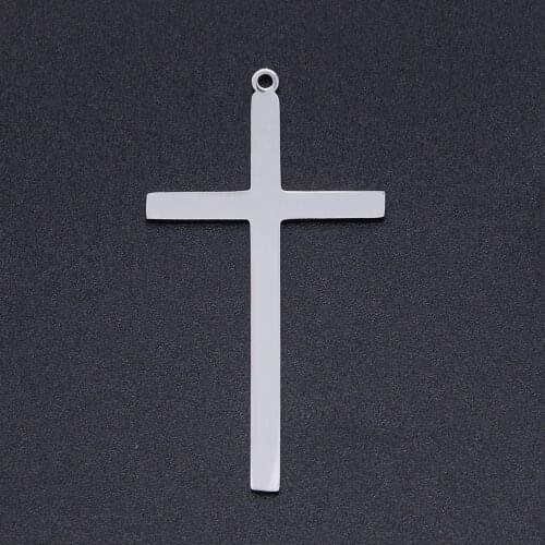 5pcs/Lot 100% Stainless Steel 44*24mm Cross Charms DIY Pendant For Making Necklace Bracelet Jewelry