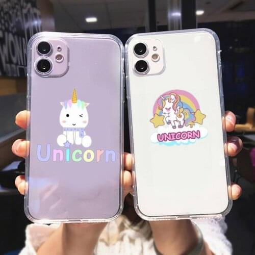 Zororong Cute Cartoon Unicorns transparent Phone Case For iPhone 12 Mini 11 Pro XS Max X XR 7 8 Plus